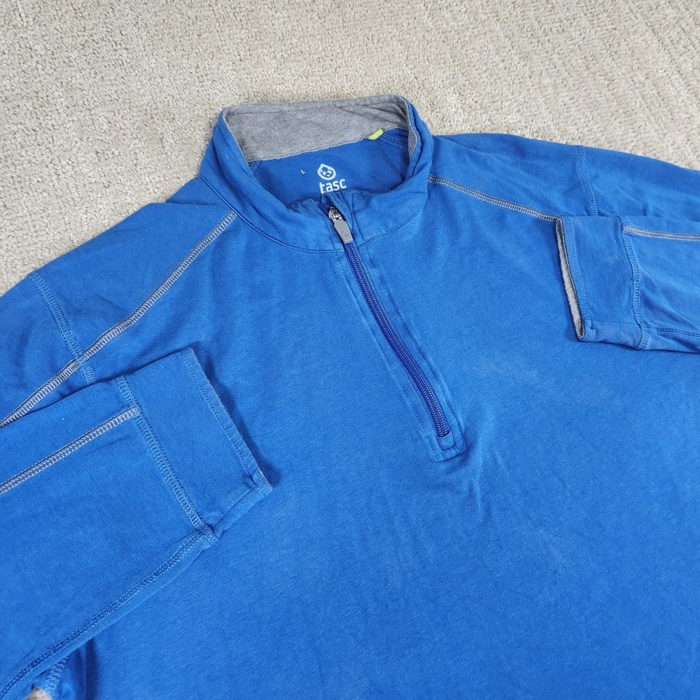 Tasc Carrollton Sweatshirt Men Large Performance Bamboo Blue 1/4 Zip Quick Dry